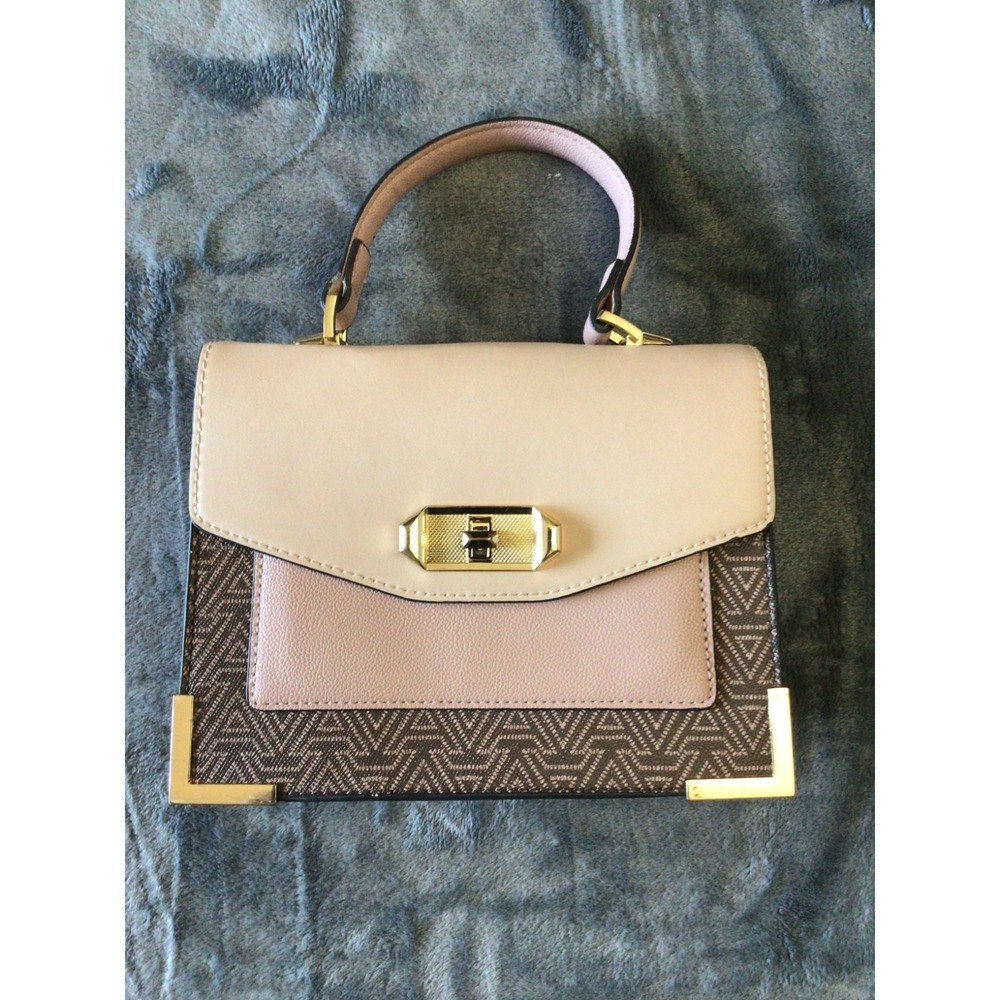 Aldo Crossbody Purse Handbag. Pink and Brown with Gold accents. Date night